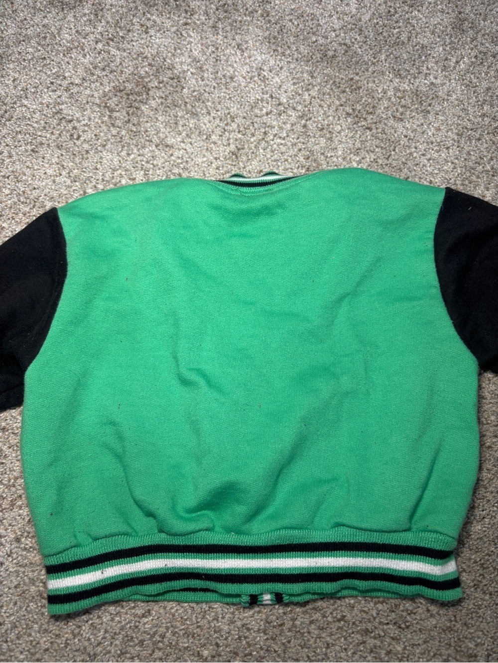 Vintage Baby Varsity Jackrt Green & Black Varsity Emblem Kids Cardigan Jacket 18 - Picture 6 of 6